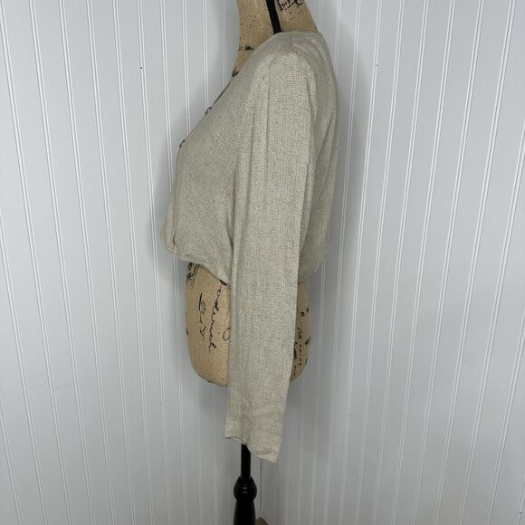 Vtg Sophisticate Cropped Cardigan Sz 11/12 Neutral Flax Canada Minimalist 90s - Picture 3 of 15